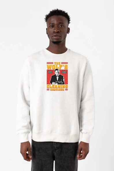 Pulp Fiction The Wolf's Cleaning Services Beyaz Erkek 2ip Sweatshirt