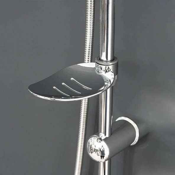 Robot Tepe Duş Seti Takımı Shower Yağmurlama Yuvarlak Lüx Banyo Masaj Duş Başlığı Sistemi Krom - Resim 5