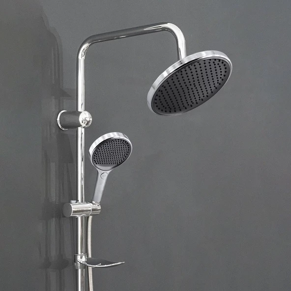 Robot Tepe Duş Seti Takımı Shower Yağmurlama Yuvarlak Lüx Banyo Masaj Duş Başlığı Sistemi Krom - Resim 2