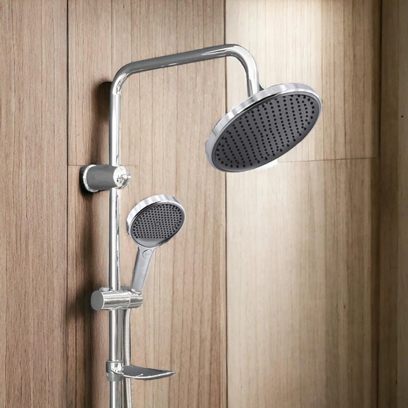 Robot Tepe Duş Seti Takımı Shower Yağmurlama Yuvarlak Lüx Banyo Masaj Duş Başlığı Sistemi Krom - Resim 3