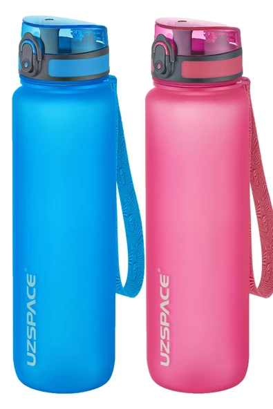 Uzspace 2'li Tritan Matara Seti 1000 ml Büyük Boy 14 Farklı Renk Seçeneği FiftyFifty - 2