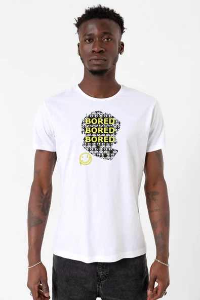 Sherlock Bored Beyaz Erkek Bisikletyaka Tshirt