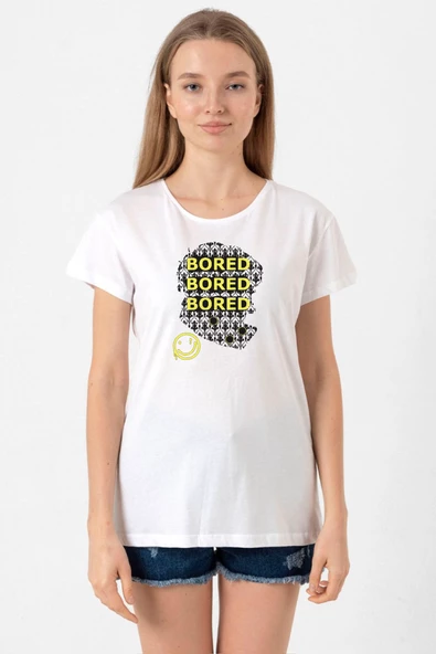 Sherlock Bored Beyaz Kadın Bisikletyaka Tshirt