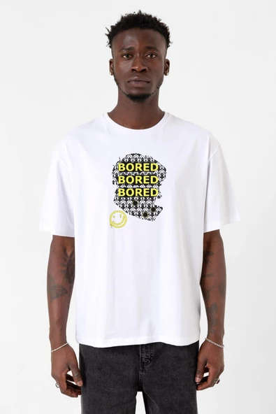 Sherlock Bored Beyaz Erkek Oversize Tshirt