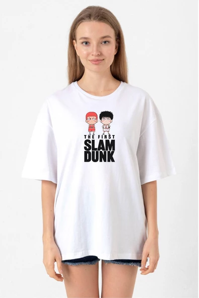 Slam Dunk First Slam Dunk Beyaz Kadın Oversize Tshirt ürün görseli 1