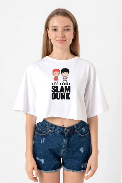 Slam Dunk First Slam Dunk Beyaz Kadın Crop Tshirt