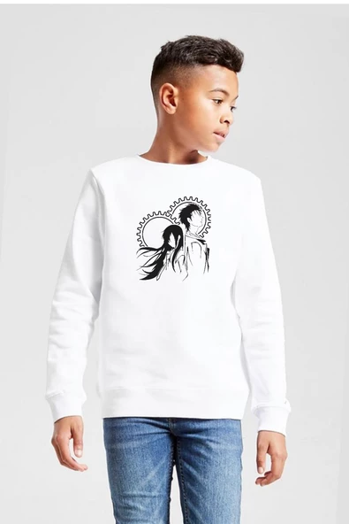 Steins Gate Okabe and Kurisu Beyaz Çocuk 2ip Sweatshirt