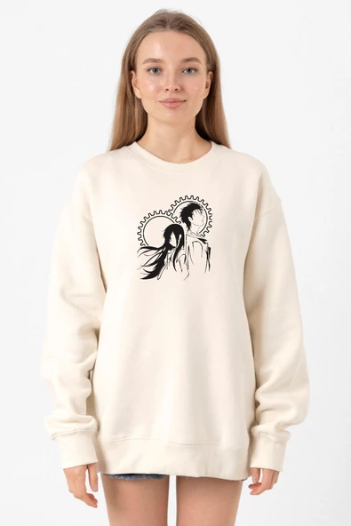 Steins Gate Okabe and Kurisu Ekru Kadın 2ip Sweatshirt