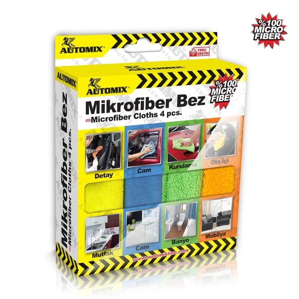 AUTOMİX 4 LÜ MİKROFİBER BEZ