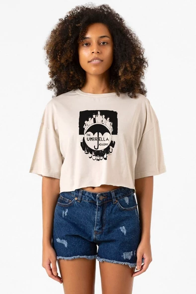 The Umbrella Academy Dark Essential Bej Kadın Crop Tshirt