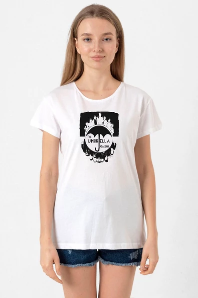 The Umbrella Academy Dark Essential Beyaz Kadın Bisikletyaka Tshirt ürün görseli 1