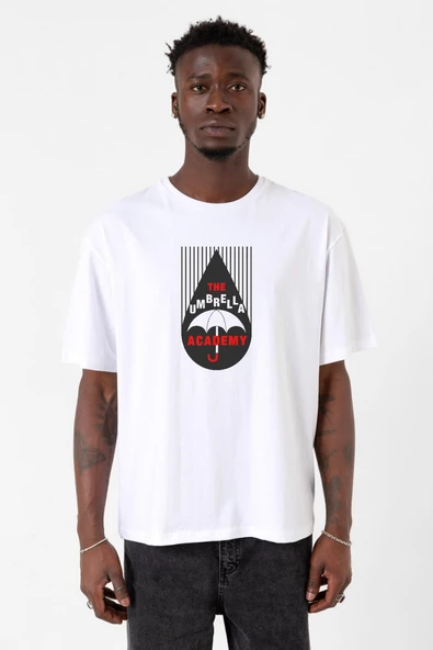 The Umbrella Academy Rain Logo Beyaz Erkek Oversize Tshirt
