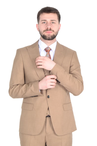 Cengiz İnler Kırlangıç Yaka Kruvaze Yelekli Tek Düğme Erkek Takım Elbise - 5