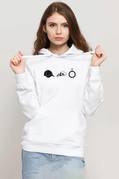 The Walking Dead Glenn Rhee Symbols Beyaz Kadın 3ip Kapşonlu Sweatshirt ürün görseli 1