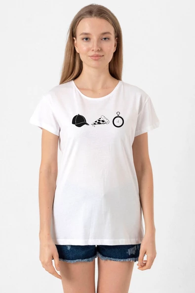 The Walking Dead Glenn Rhee Symbols Beyaz Kadın Bisikletyaka Tshirt