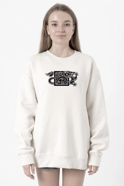 The Wheel Of Time Dragon Minimal Beyaz Kadın 2ip Sweatshirt