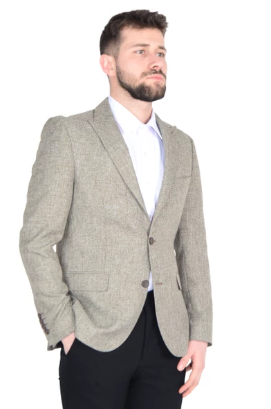 Cengiz İnler Kırçıllı Kırlangıç Yaka Slim Erkek Ceket - 9