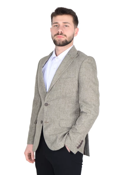 Cengiz İnler Kırçıllı Kırlangıç Yaka Slim Erkek Ceket - 10