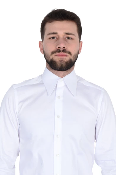 Cengiz İnler Yarasa Yaka Pamuk Saten Cepsiz Slim Fit Erkek Gömlek - 8