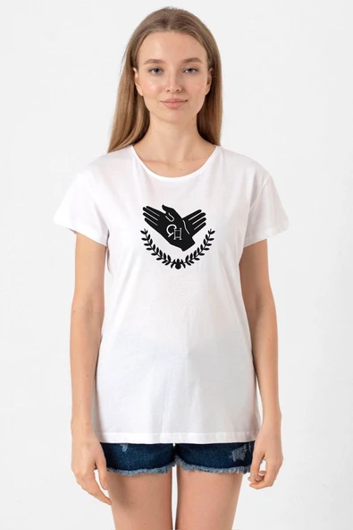 Violet Evergarden Anime CH Postal Company Logo Beyaz Kadın Bisikletyaka Tshirt