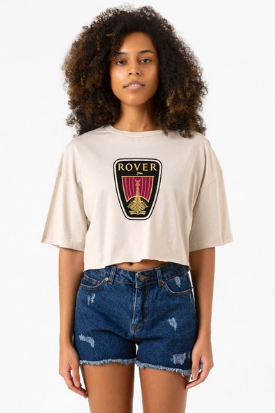 Vikings Rover Amblem Bej Kadın Crop Tshirt