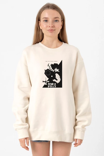 Cowboy Bebop Spike See You Space Cowboy Ekru Kadın 2ip Sweatshirt ürün görseli 1
