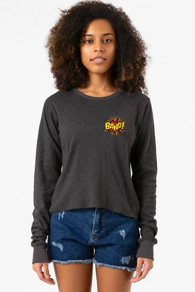 Big Bang Theory Bang Logo Füme Ekstra Uzunkol Sweatshirt ürün görseli