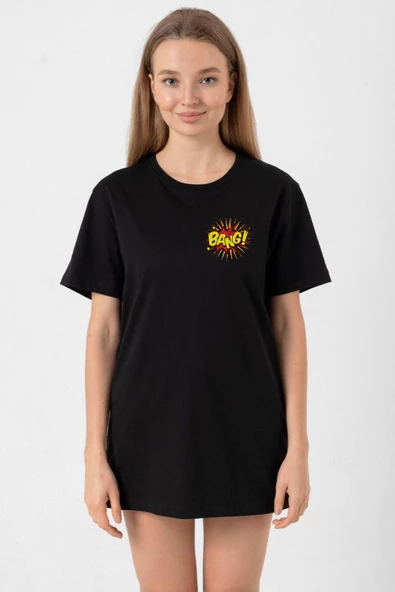 Big Bang Theory Bang Logo Siyah Kadın Oversize Tshirt