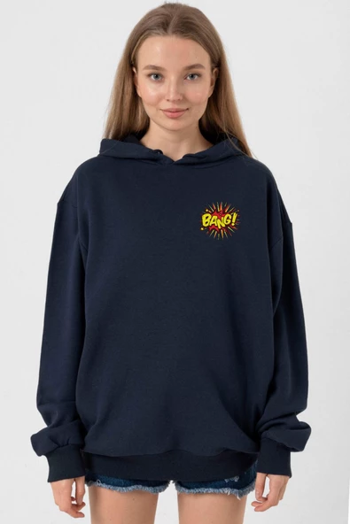 Big Bang Theory Bang Logo Lacivert Kadın 3ip Kapşonlu ürün görseli