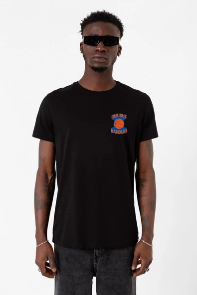 Dubious Handles Logo Siyah Erkek Tshirt