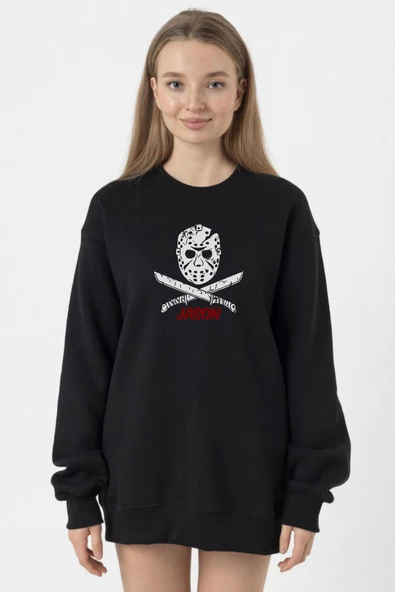 Friday The 13th Jason Mask Siyah Kadın 2ip Sweatshirt