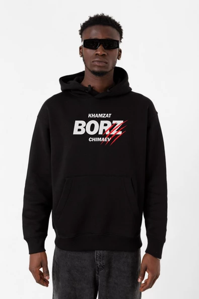 Khamzat Chimaev Borz Claw Siyah Erkek 3ip Kapşonlu Sweatshirt