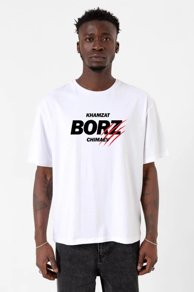 Khamzat Chimaev Borz Claw Beyaz Erkek Oversize Tshirt