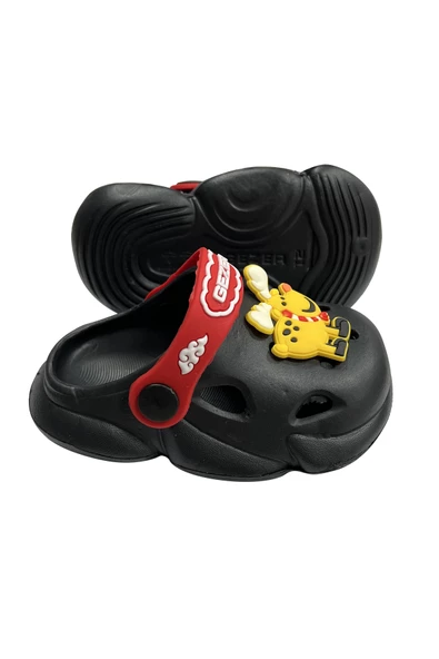 Gezer Kaydırmaz Taban Erkek Çocuk Terlik Geyik Siyah Kırmızı - 2