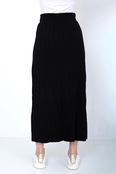 Kadın Triko Etek Oversize Siyah - 6