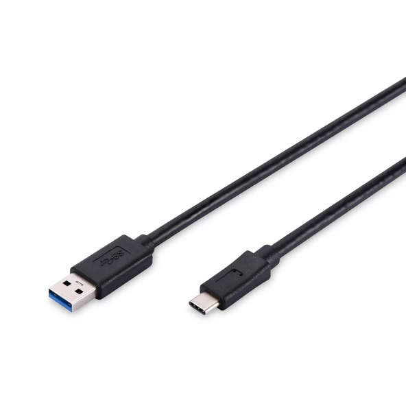 USB Tip C Bağlantı Kablosu, USB Tip C Erkek (USB 3.1/3.0/2.0) - USB Tip A Erkek (USB 3.0/2.0),  1 metre, AWG 24/28, 2x zırhlı, UL, nikel kaplama, siyah renk, <b>Super Speed</b>