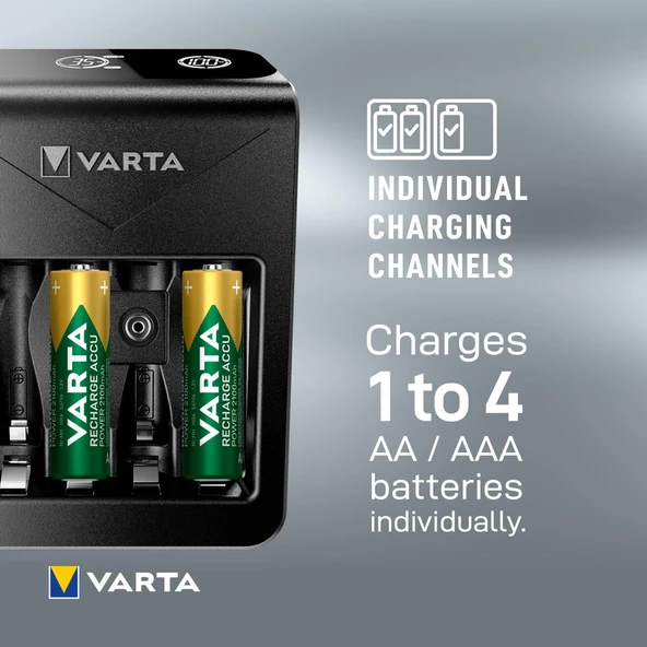 VARTA LCD Plug Şarj Cihazı + 4 adet 2100 mAH AA Şarj Edilebilir Pil - 7