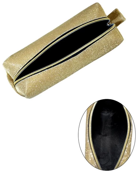 Yuga Makyaj Çantası Simli Açık Sarı - 3