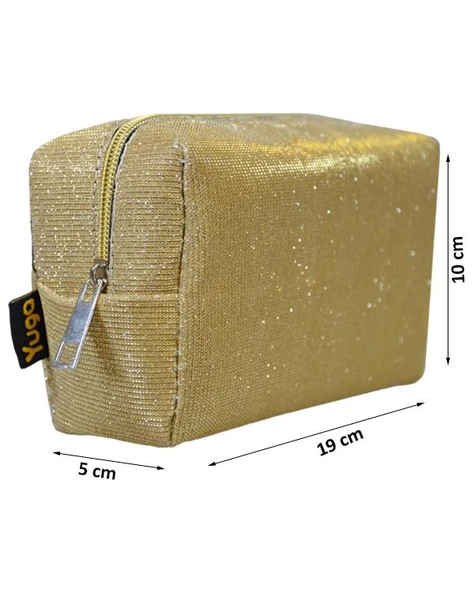Yuga Makyaj Çantası Simli Açık Sarı - 4