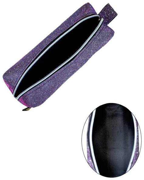 Yuga Makyaj Çantası Simli Hologramlı Mor - 3