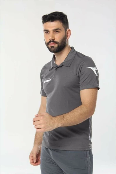 Diadora Nacce Antrasit Polo Yakalı T-Shirt  -  1TSR06-Antrasit