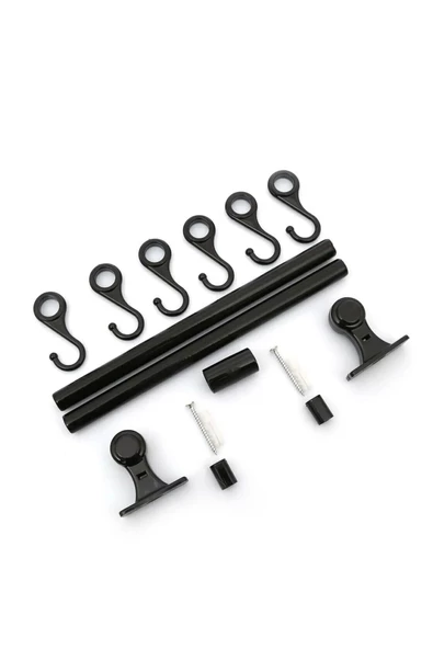 Nishev Ferforje Sepet - Duvar Rayı Askılık Mutfak Askısı Sepetli Ahşap Düzenleyici / Siyah - 4