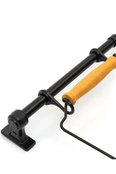 Nishev Ferforje Sepet - Duvar Rayı Askılık Mutfak Askısı Sepetli Ahşap Düzenleyici / Siyah - 2