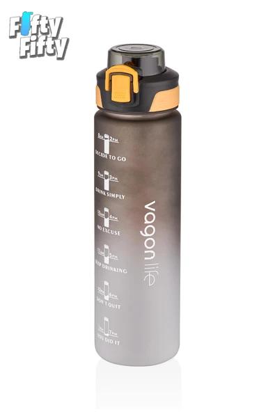 Vagonlife 1 LİTRE Çift Renk Motivasyon Su Matarası Çift Kullanım Pipetli Ve Rahat İçim Sticker Hediyeli - 11