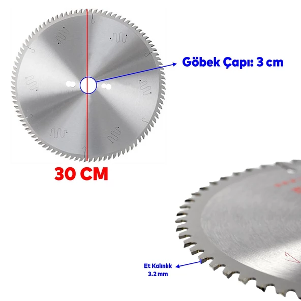 Ahşap MDF Lamine Mobilya Tahta Sunta Kesme Testeresi Metal Tezgah Tipi Uyumlu 303 mm 30 mm 94 Diş - 2