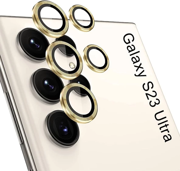 Samsung Galaxy S23 Ultra Kamera Lens Koruyucu (GOLD) - 2
