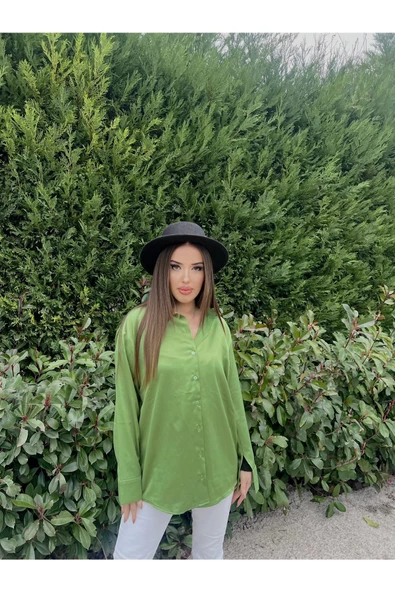 SATEN YEŞİL GÖMLEK ürün görseli