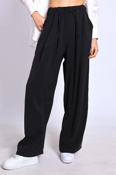 LASTİKLİ SİYAH PANTOLON - 3