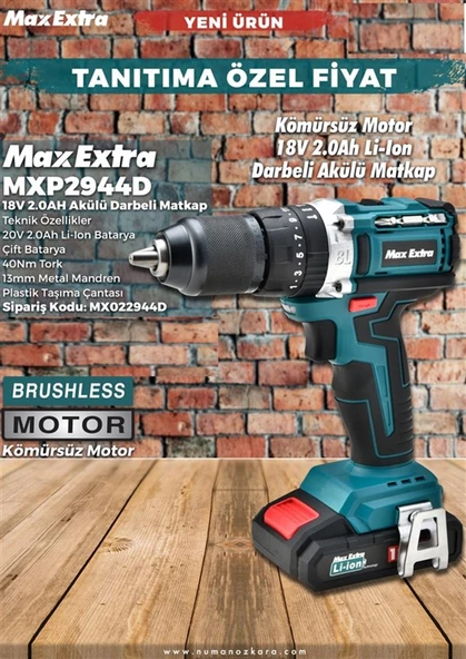MAX EXTRA MXP 2944D 18W AKÜLÜ DARBELİ MATKAP - 2