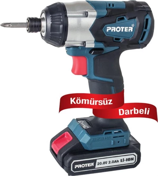 PROTER PST 360 T KÖMÜRSÜZ DARBELİ ŞARJLI TORNAVİDA 1/4" 350 NM - 20.0 V - 2.0 AH/Li-on